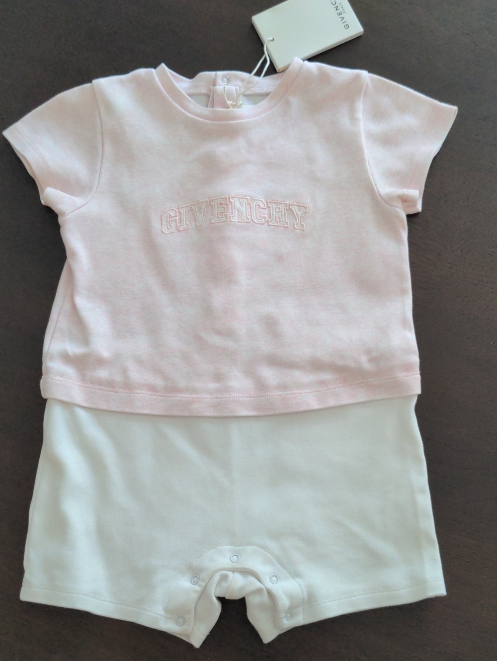 Givenchy Pale Pink and White Baby Romper